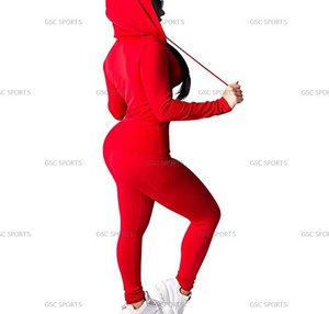 Survêtement décontracté pour femmes, vêtements de jogging attrayants, derniers designs, pull à capuche avec fermeture éclair et pantalon long - Product Image 2