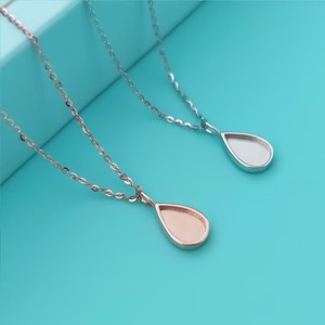 925เงินสเตอริงหยดน้ำตาขนาด6X10มม. การตั้งค่าสร้อยคอเครื่องประดับนมแม่เรซินของที่ระลึก DIY จี้ที่ระลึกฐานเปล่า - Product Image 6