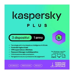Kaspersky Plus per PC / Mac / Android / iOS, 1 Anno, 3 Dispositivi - Product Image 1