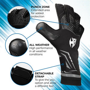 Gants de gardien de but de football personnalisés professionnels, contact de la paume avant en latex, dos en silicone injecté, coupe hybride en caoutchouc, T-Tab - Product Image 4