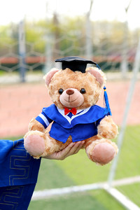 Oso <span class=keywords><strong>de</strong></span> Peluche Personalizado Aika para Graduación Académica, Túnica Negra, Adorno Colorido con Cuello en V, Regalo <span class=keywords><strong>de</strong></span> Lujo para Estudiantes - Product Image 5