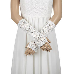 Gants de mariée au poignet en crochet, style dentelle douce, design pour mariages, fêtes, vêtements de cérémonie, accessoires pour femmes, vente en gros - Product Image 1