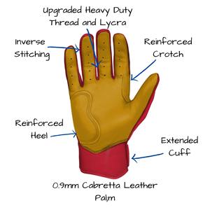 Guantes de bateo de béisbol de cuero Cabretta, puño corto, cuero suave, cómodos, antideslizantes, competición de entrenamiento, 2017 - Product Image 3