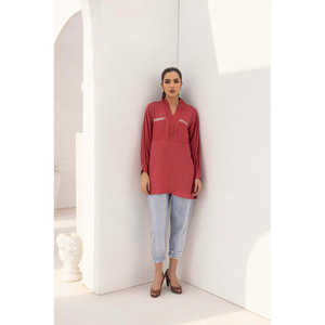 Top Ligero para Mujer en Color Durazno con Adornos de Georgette - Product Image 4