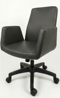 Chaise de bureau ergonomique moderne en cuir PU avec accoudoirs réglables, base pivotante en acier, dossier solide, réglage manuel pour usage domestique/bureau