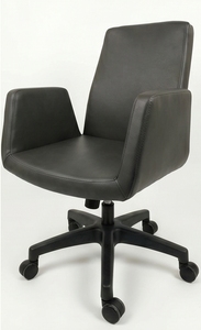 Chaise de bureau ergonomique moderne en cuir PU avec accoudoirs réglables, base pivotante en métal, design contemporain pour usage domestique ou professionnel - Product Image 3
