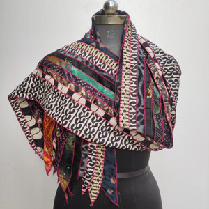 Fashion Long Reversible <b>Scarf</b> for <b>Women</b> in Silk Black Color with Vibrant Stripes Lightweight and Soft <b>Neck</b> Wrap for All Seasons - Product Image 1