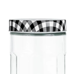 กระปุกแก้วใสลายตารางพร้อมฝาโลหะแบบตอกลาย สำหรับใส่เครื่องเทศ/น้ำตาล ขายดี - Product Image 4