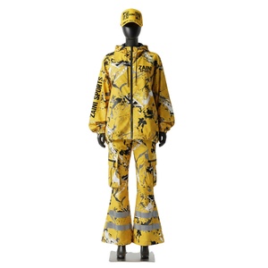 Conjunto de Chaqueta Cortavientos para Hombre 2025, Poliéster Suave Premium, Paneles Estampados en Amarillo y Negro, Logotipo Personalizado con Transferencia Térmica, Tallas Grandes - Product Image 1