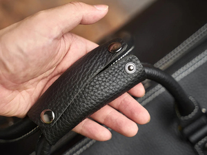 Sac de voyage pliable en cuir véritable léger, grand format, fermeture éclair, durable, noir - Product Image 5