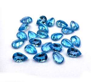 ลูกปัดตัดลูกแพร์สวิสสีฟ้าบุษราคัมธรรมชาติขนาด5x8มม. สำหรับทำเครื่องประดับอัญมณีบุษราคัมสีฟ้าแบบหลวม - Product Image 5