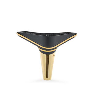 Patas de Muebles Modernas de Plástico Negro de 15 cm con Forma Triangular, Tiras Cromadas y Tapa Dorada, Fácil Instalación para Sofás y Armarios de Sala de Estar - Product Image 1