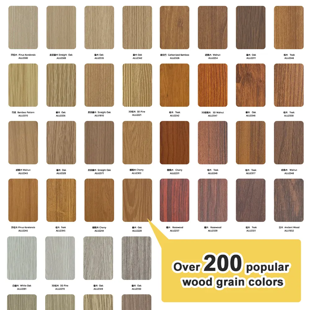Custom Color Oak 6063 T6 Outdoor Durability Guaranteed Fade-Resistant Wood Grain Aluminum Profiles With 20-Year Warranty