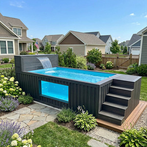 สระว่ายน้ำไฟเบอร์กลาสสำเร็จรูปแบบตั้งพื้น พร้อมอุปกรณ์ครบชุด ติดตั้งง่าย สำหรับใช้งานกลางแจ้งในสวนหลังบ้าน เหมาะสำหรับครอบครัว - Product Image 1