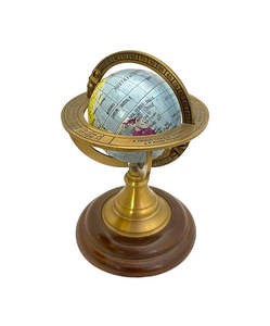Elegant Nautical Brass Armillary Sphere <b>World</b> <b>Globe</b> with Durable Geometric Pattern Wooden Base Home Office Decorative Accent - Product Image 3