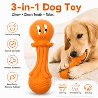 Jouet pour chien en caoutchouc naturel en gros, forme pieuvre, silencieux, pour mâcher et nettoyer les dents, pour chiens agressifs de grande race, équipement d'enrichissement silencieux