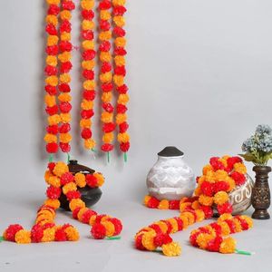 Guirnalda de flores de caléndula Artificial dorada ecológica para festivales, decoraciones de boda para el hogar, centros de mesa, decoraciones de mesa - Product Image 5