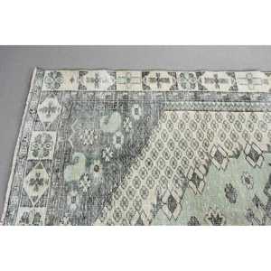 พรมวินเทจขนาด 5.3x9.1 ฟุต, พรม, พรมสีเขียวสไตล์ตะวันตกเฉียงใต้ทำจากขนสัตว์ - Product Image 4