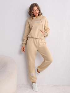 Survêtement unisexe personnalisé avec logo, entraînement, fitness, polaire, sweat-shirt et jogging de grande taille pour femmes - Product Image 5