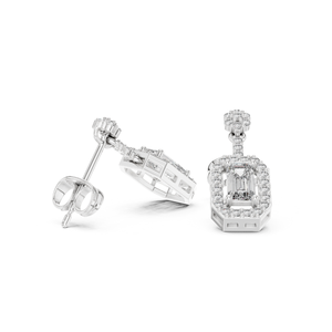 Pendientes de diamantes cultivados en laboratorio de corte redondo con acento Esmeralda, joyería fina elegante para mujer, diseño personalizable al por mayor - Product Image 1