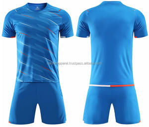 Nardon Apparel Winter Custom Blue Men's Soccer Jersey 100% Cotton V-neck Short Sleeve Latest Design New <b>Model</b> - Product Image 2