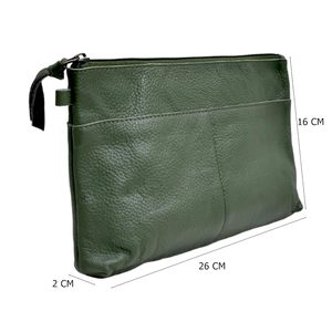 Organizador de Cosméticos Portátil de Cuero Genuino de Alta Calidad, Estilo Bohemio, con Forro de Poliéster, Logotipo Personalizado, Color Verde - Product Image 4