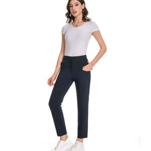 Pantaloni a tubino elasticizzati da donna a vita media, vestibilità slim, lunghezza alla caviglia, rosso vibrante - Product Image 6