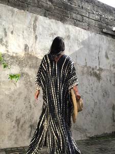 2022 vente en gros cravate teinture noir Floral parole longueur lavable caftan femmes 100% rayonne grande taille écologique naturel été plage - Product Image 3