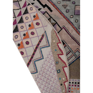 Manchaha Geometric Hand Knotted Wool & Bamboo Silk <b>Rug</b> 10mm <b>Thick</b> Rectangle for Home Living Room Hallway-Les-1215 in <b>Grey</b> Black - Product Image 5