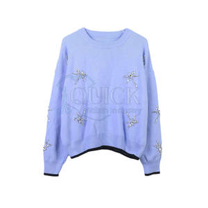 Sweat-shirt décontracté d'hiver pour femme avec strass, logo frontal, couleurs personnalisées, écologique, respirant, service OEM - Product Image 4