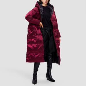 Manteaux bombardiers longs en coton remplis d'automne/d'hiver avec logo personnalisé OEM Vestes brillantes, imperméables et écologiques pour femmes - Product Image 5