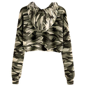 Haut court à capuche tricoté respirant de qualité supérieure pour femme, manches longues, anti-boulochage, capuche ajustable, streetwear d'hiver - Product Image 2