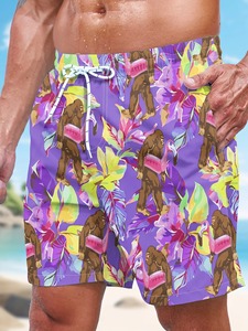 กางเกงขาสั้นชายหาดผ้าโพลีเอสเตอร์สำหรับผู้ชายกางเกงขาสั้นชายหาดผ้าโพลีเอสเตอร์100% ปรับได้มีเชือกผูกแบบลำลองฤดูร้อนสีฟ้าเสื้อผ้าชายหาด - Product Image 5