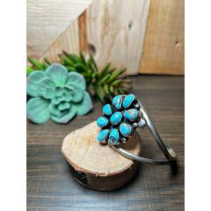 Sheila Becenti Golden Hill Turquoise & Sterling <b>Silver</b> Fashion <b>Cuff</b> <b>Bracelet</b> - Product Image 3
