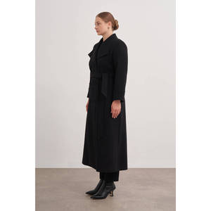 Manteau trench vintage à double boutonnage avec ceinture, imperméable et respirant, noir, taille XL - Product Image 2