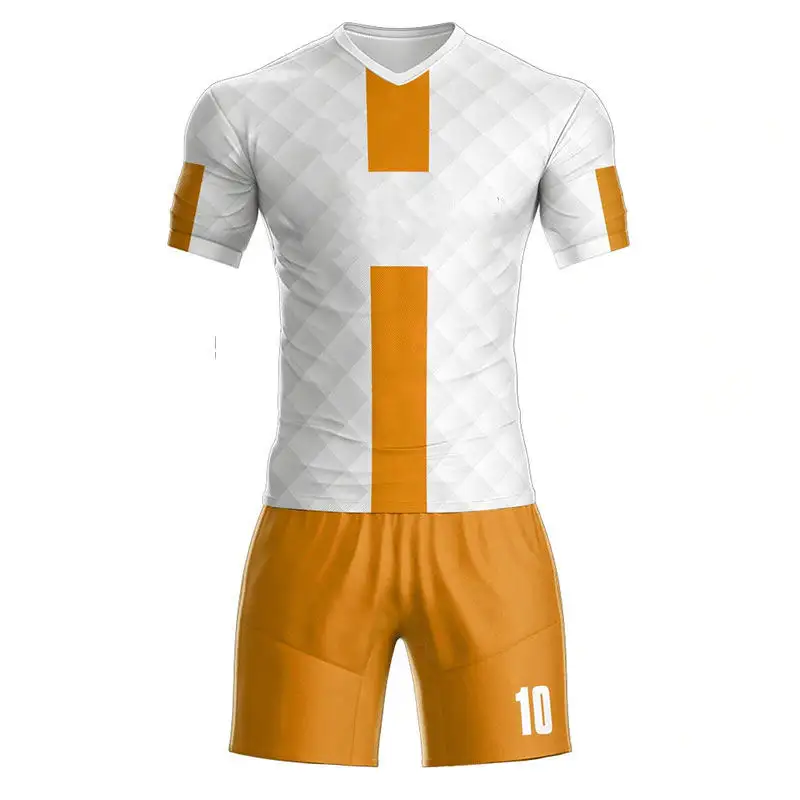 I produttori progettano l'uniforme di calcio per adulti su misura il Logo degli uomini che si allenano sport all'aria aperta indossano set di uniformi da calcio