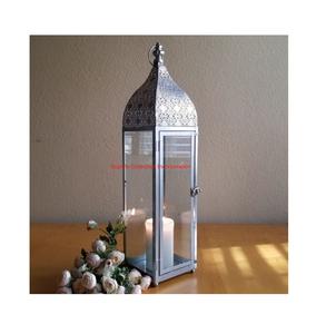 Première qualité fer métal verre argent marocain décoration de la maison bougeoir lanterne pour intérieur extérieur événement décor - Product Image 1