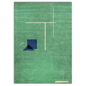 Sthir AIWL-3014 Green Hand Knotted <b>Wool</b> Rug Boho Abstract Pattern for Bedroom Entryway Living Room for Teenagers Handmade - Product Image 1