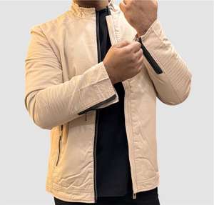 Chaqueta de Motociclista Vintage Casual para Hombre Bearfit, 100% Algodón, Corte Ajustado, Ecológica, Resistente al Viento, Transpirable, con Cremallera, Servicio OEM - Product Image 3