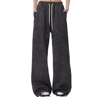Moda geniş bacak kadife kargo pantolon kontrast İpli bel cepler pamuk ter pantolon erkek casual baggy alevlendi pantolon