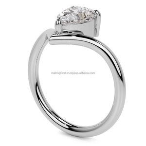 Gorgeous Pear Cut Moissanite Diamond <b>Solitaire</b> <b>Ring</b> with Freshwater Pearl Prong Setting Constellation Shape 925 <b>Silver</b> Plating - Product Image 3
