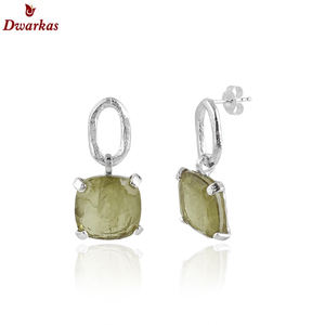 Joyería de fiesta de moda de Plata de Ley 925 con piedras irregulares, pendientes de tuerca de piedras preciosas de cuarzo con diamante para bodas - Product Image 2