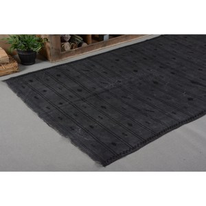 Alfombra turca Vintage rústica negra 5,2X10 pies lana hecha a mano área grande diseño de retazos para adolescentes rectángulo pasillo látex - Product Image 5