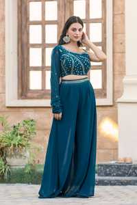 2025 été indien ethnique femmes 2 pièces Sharara costume lourd concepteur fête porter avec des coutures disponibles en gros - Product Image 5