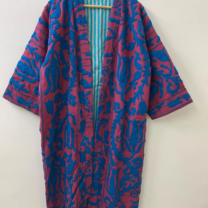 Long Suzani Coat Kimono Robe Hand Embroidered Cotton <b>Jacket</b> Boho Vintage Style Japanese Kimono Summer <b>Jacket</b> Indian Kimono - Product Image 1