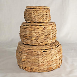 Boîte de rangement pliable en jacinthe d'eau, conteneurs pliables, paniers tressés avec couvercle - Product Image 6