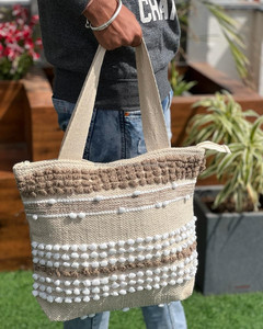 Bolsa de yute de gran capacidad personalizada al por mayor bolsa de compras reutilizable ecológica bolsa de algodón natural para uso diario bolsas de cáñamo - Product Image 3