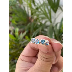 Natural Blue Topaz Heart <b>Ring</b> <b>925</b> Sterling <b>Silver</b> Handmade Gemstone <b>Ring</b> Wholesale Jewelry Supplier - Product Image 4