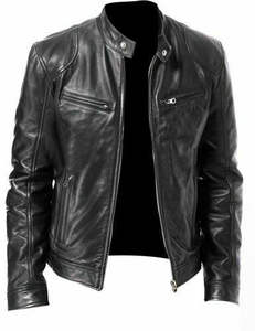 Classic <b>Mens</b> Leather <b>Jacket</b> With Zipper Closure And <b>Slim</b> <b>Fit</b> Design Stylish <b>Mens</b> Leather Winter <b>Jacket</b> With Turn Down Collar - Product Image 6