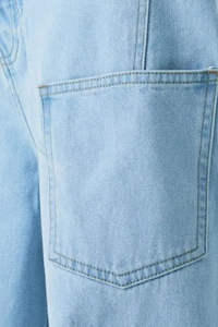 Pantalon denim cargo gris super baggy personnalisé Pantalon de survêtement rigide délavé à l'acide unisexe Streetwear Style décontracté avec plusieurs poches - Product Image 5